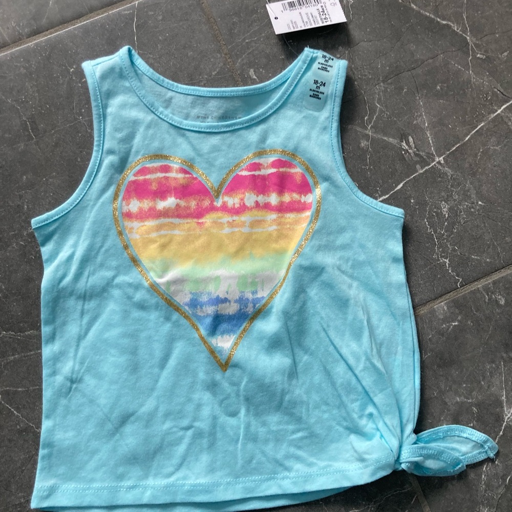 The Children's Place Blue Tank Top with Multicolor Heart